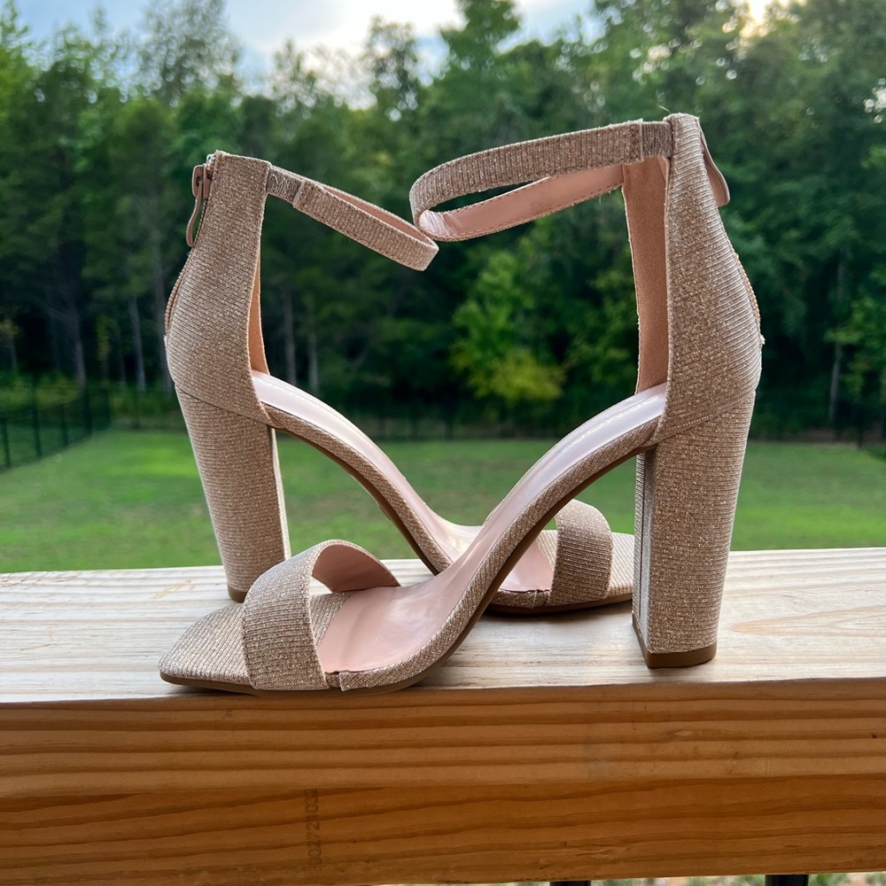 TOP Moda Rose Gold Block Heels (Never Worn)